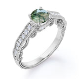 1.25 Carat Round Green Moss Agate Vintage Ring