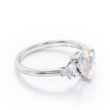 Fashionable 7 Stones 0.6 carat Pear Moonstone and Diamond Engagement Ring in White Gold