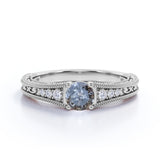 Edwardian 0.60 Ct Round Salt and Pepper Diamond Engagement Ring