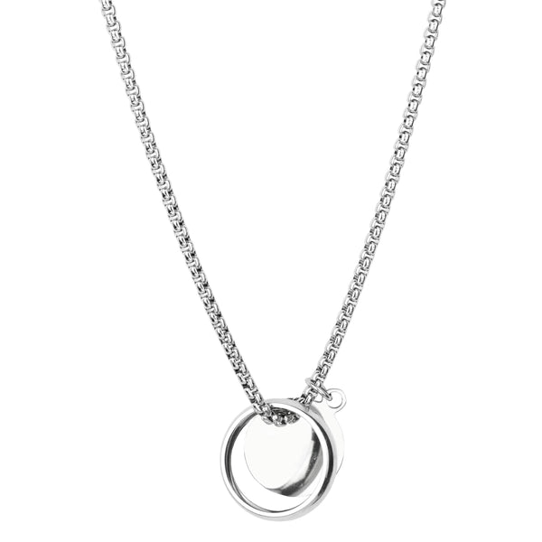 Polished Sterling Silver Necklace - Ring & Pendant Necklace - 18K Whit –