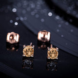 .50 carat Round Brilliant Champagne Diamond Solitaire Stud Earrings in 10k Rose Gold