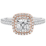 Double Halo 1 Ct Cushion Cut Diamond Engagement Ring