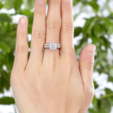 2 Carat Princess Cut Moissanite Wedding Set - Bridal Set - Channel Set Ring - Handmade Ring - 18k Rose Gold Over Silver