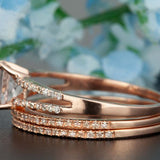 Stunning 2 Carat Cushion Cut Natural Sapphire and Moissanite Wedding Trio Ring Set with Engagement Ring and 2 Wedding Bands in 18k Gold Over Silver