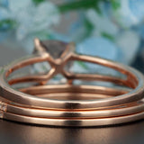 Stunning 2 Carat Cushion Cut Natural Sapphire and Moissanite Wedding Trio Ring Set with Engagement Ring and 2 Wedding Bands in 18k Gold Over Silver