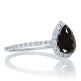 1.25 ct Pear Lab Black Diamond Halo Engagement Ring