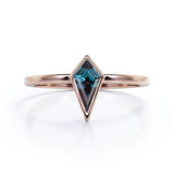 Solitaire 0.85 Carat Kite Shaped Lab Created Alexandrite Bezel Set Engagement Ring  In White Gold