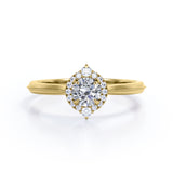 1 Carat Round Cut Moissanite And Diamond Halo Engagement Ring In White Gold