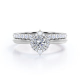 1.25 Carat Round Cut Moissanite And Diamond Filigree Bridal Set In White Gold