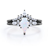 Crown 1.25 Ct Kite Cut Lab Created Opal Bridal Set