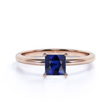 1 Carat Princess cut Sapphire Solitaire Engagement Ring in Rose Gold