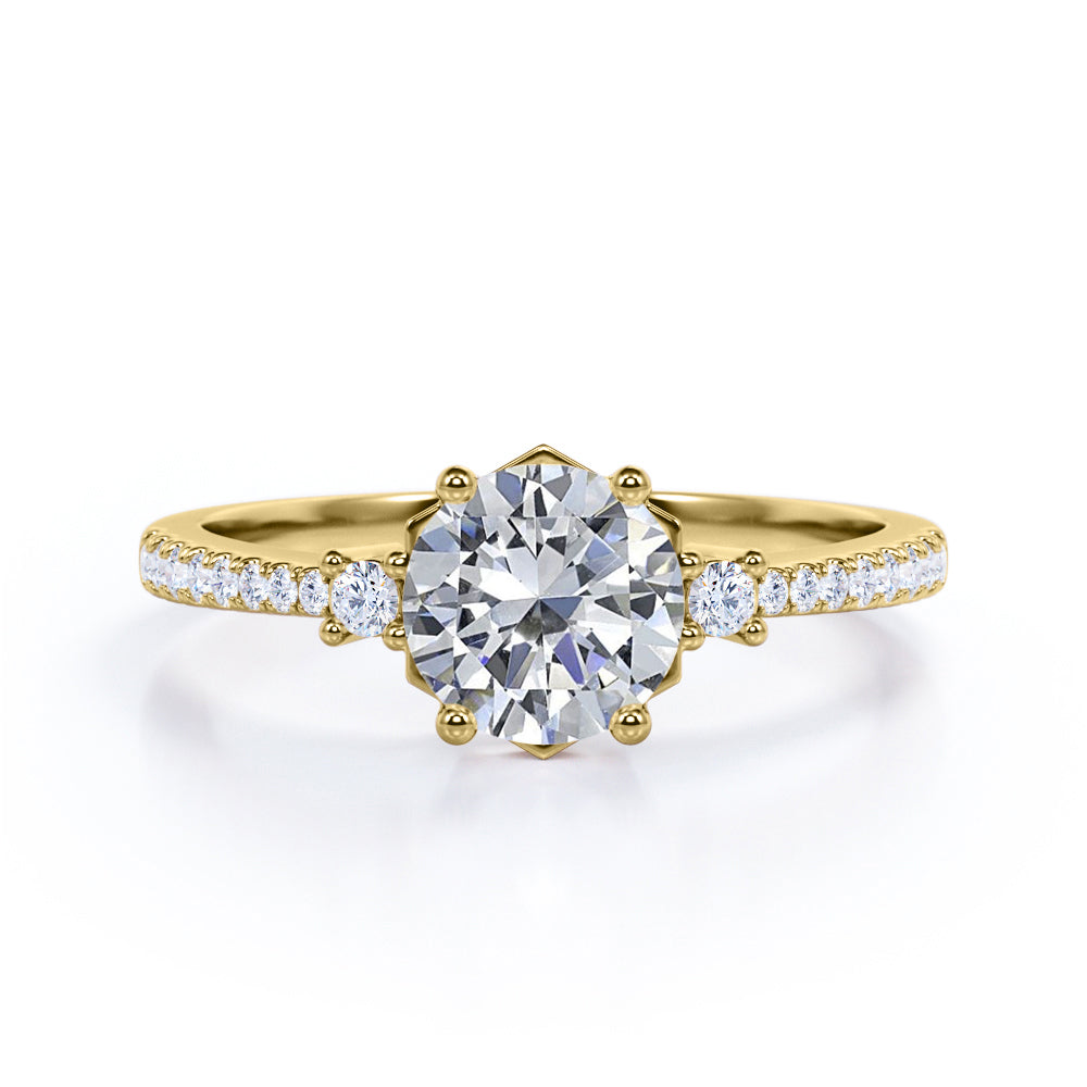 Tapered 1.20 Carat Round Moissanite Engagement Ring