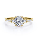 Tapered 1.20 Carat Round Moissanite Engagement Ring