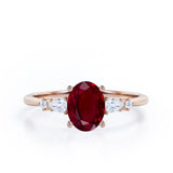 Five Stone 0.60 ct Oval Lab-Created Ruby Engagement Ring