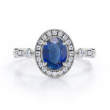 Vintage 1.35 Ct Oval Cut Lab Sapphire Engagement Ring