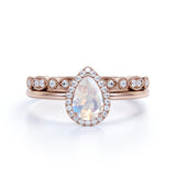 1.5 ct Pear Rainbow Moonstone Infinity Wedding Set