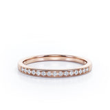 Minimalist - 0.15 TCW Round Shaped Diamond Pave Channel Wedding Band in White Gold