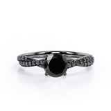 1.45 ct Round Lab Black Diamond Crossover Pave Engagement Ring