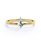 Striking 1 carat Solitaire Kite Shape Moss Agate Engagement Ring in Black Gold