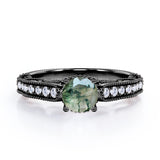 1.25 Carat Round Green Moss Agate Vintage Ring