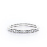 Minimalist - 0.15 TCW Round Shaped Diamond Pave Channel Wedding Band in White Gold