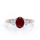 Trio 0.80 ct Oval Lab-Created Ruby Engagement Ring