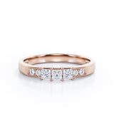 Seven Stone - 0.25 TCW Princess and Round Cut Diamond - Shared Prong Pave Wedding Band in White Gold