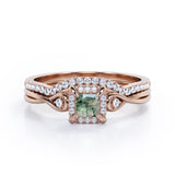Infinity 0.85 TCW Princess Moss Agate Split Shank Bridal Set