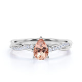 Limited Time Sale: 1.50 Carat Pear Cut Morganite and Diamond Halo Engagement Ring on Gold