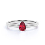 1 ct Pear Lab-Created Ruby Solitaire Engagement Ring