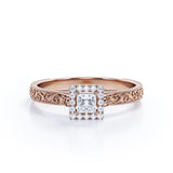 Art Deco 0.50 Ct Princess Cut Diamond Engagement Ring