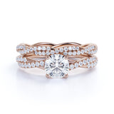 Infinity 1.5 Carat Round Cut Moissanite Wedding Ring Set