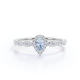1.20 ct Pear Aquamarine Halo Infinity Engagement Ring