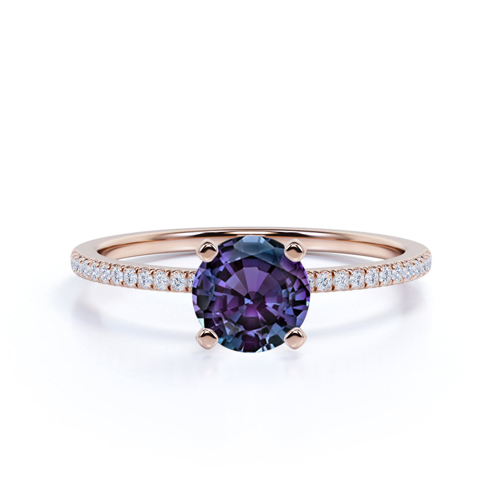 Solitaire 1.25 Ct Round Lab Alexandrite Engagement Ring