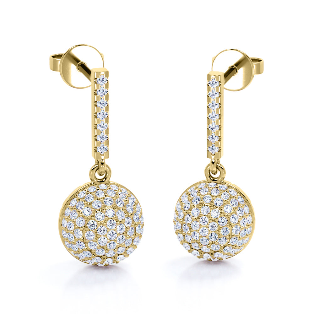 Clustered 0.45 Carat Round Cut Moissanite Pave Set Layered Drop Earrings In Rose Gold