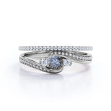 1.25 Ct Round Salt and Pepper Diamond Bypass Wedding Ring Set