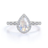 1.5 ct Teardrop Moonstone Art Deco Engagement Ring
