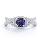 1.75 Ct Round Cut Lab Alexandrite Twisted Engagement Ring