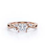 Certified 0.50 Ct Princess Lab Diamond Five Stone Engagement Ring