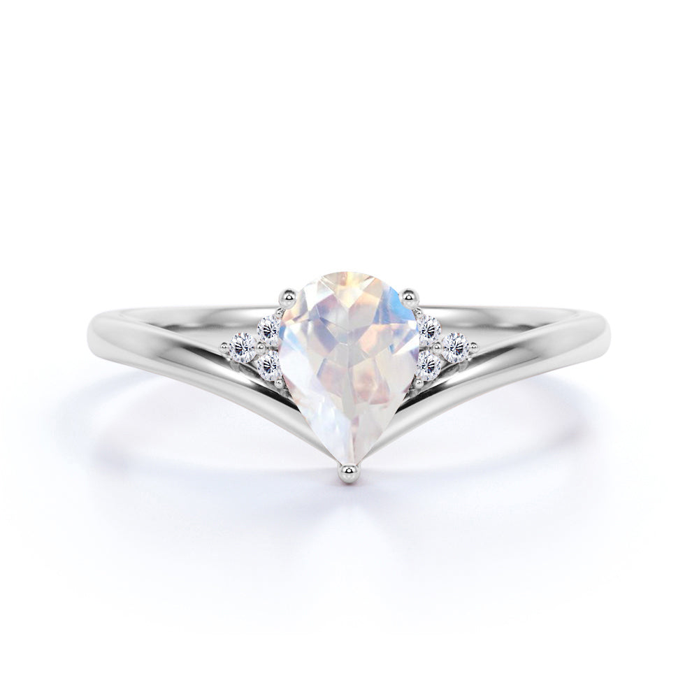 Split Shank 1.75 ct Pear Moonstone Engagement Ring