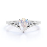 Split Shank 1.75 ct Pear Moonstone Engagement Ring