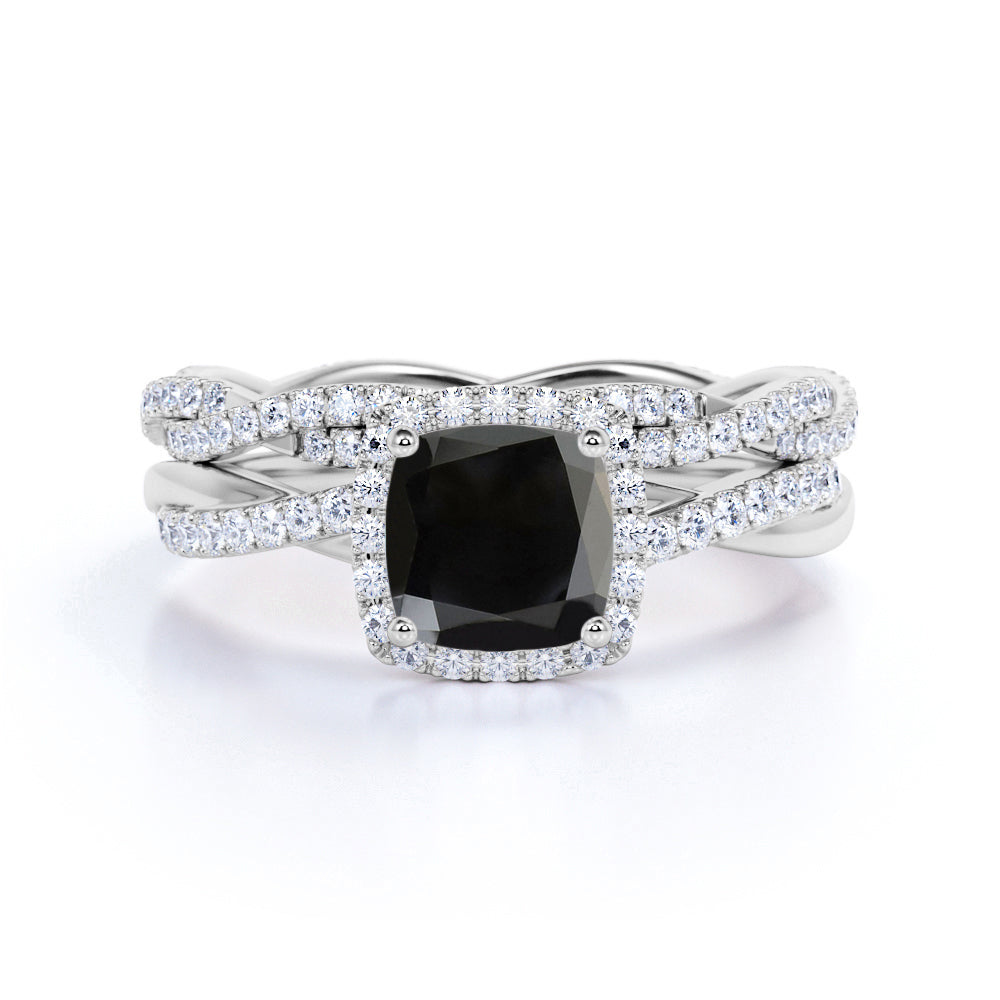 2 ct Lab Black Diamond Infinity Wedding Ring Set