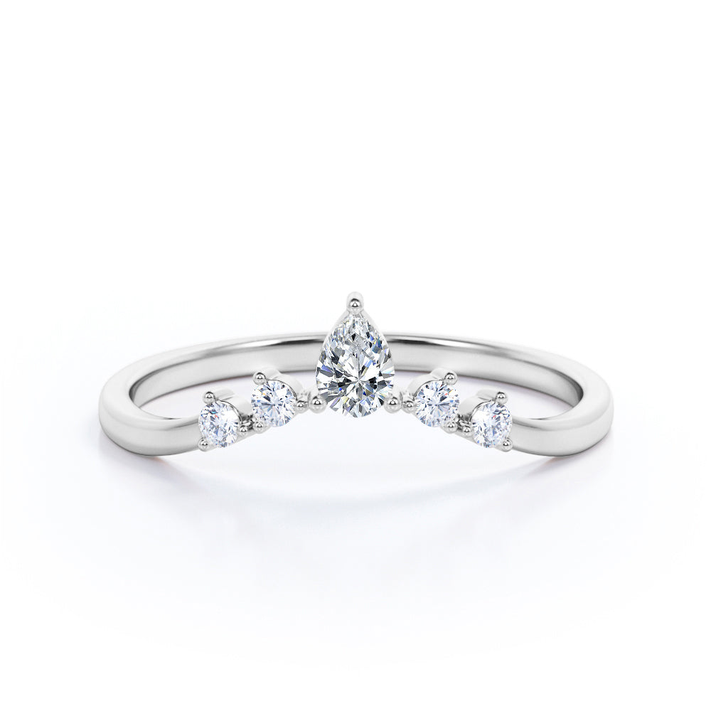 Five Stone 0.15 TCW Round Cut Curved Wedding Band