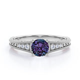 1.25 Ct Round Lab Alexandrite Filigree Engagement Ring