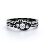 Swirl Trilogy 1.5 CT TDW Round Cut Diamond Channel Setting Wedding Set - Bridal Set