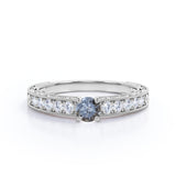 0.40 Ct Round Cut Salt and Pepper Diamond Floral Engagement Ring