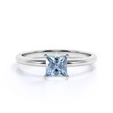 1 Carat Princess cut Aquamarine Solitaire Engagement Ring in White Gold