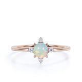 Limited Time Sale 1.45 Carat Round Cut Ethiopian Opal and 5 Stone Diamond Vintage Engagement Ring in White Gold
