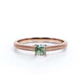 Dainty 1 Ct Round Cut Moss Agate Solitaire Engagement Ring