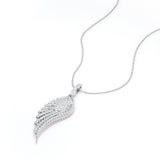 0.45 Carat Round Cut Moissanite Angel's Wing Pendant Necklace In White Gold
